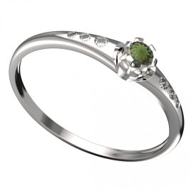 BG vltavínový prsten 553K Bílé zlato - 585 Vltavín a diamant