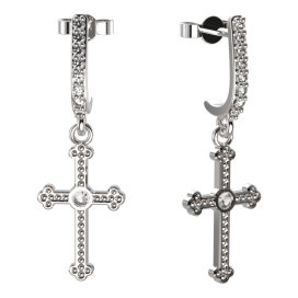 BeKid dětské náušnice křížek 1110 Bílé zlato - 585 Diamant