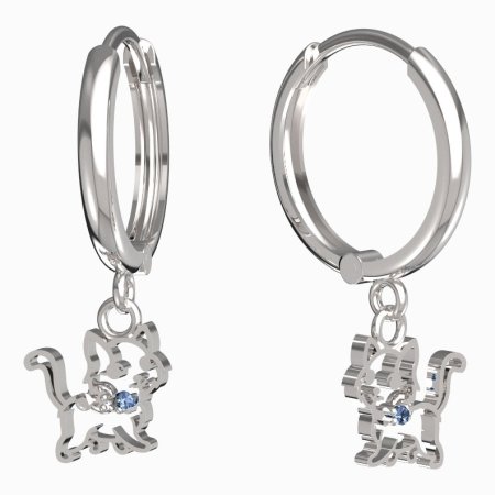 BeKid, Gold kids earrings -1184 - Switching on: Circles 15 mm, Metal: White gold -585, Stone: Light blue cubic zircon