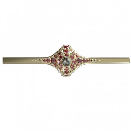 BG brooch 537K - Metal: Silver - gold plated 925, Stone: Garnet and pearl