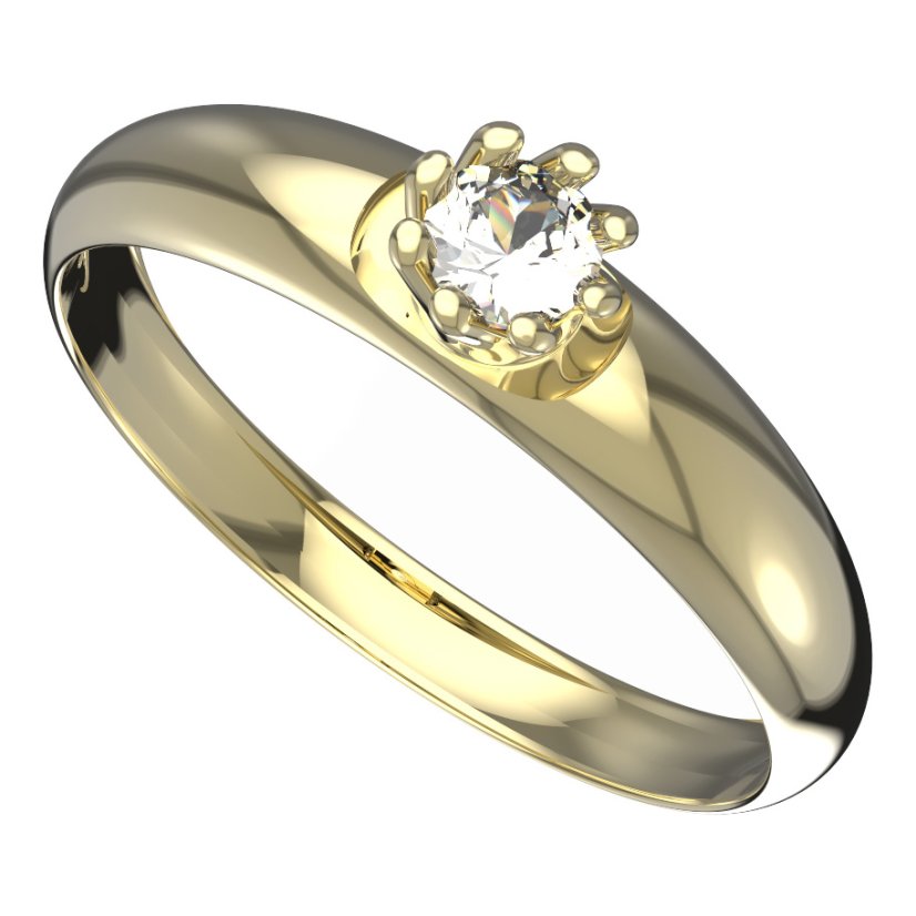 BG zlatý prstýnek 554 T Žluté zlato - 585 Diamant
