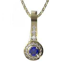 BG zlatý přívěšek  651 Žluté zlato - 585 Tmavě modrý kubický zirkon