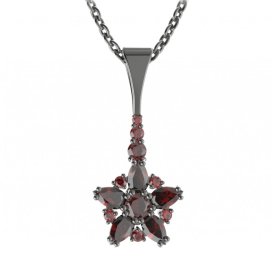 BG přívěs ve tvaru hvězdy 521-B Stříbro 925 - ruthenium (30-90dní) Granát