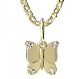 BeKid dětský přívěšek motýlek 845 Žluté zlato - 585 Bílý kubický zirkon