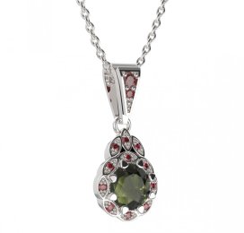 BG přívěs kulatý 991-1 Stříbro 925 - rhodium Vltavín a granát