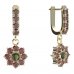 BG circular earring 030-96 - Metal: Yellow gold 585, Stone: Moldavit and garnet