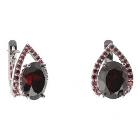 BG náušnice s centrálním oválným kamenem 479-90 Stříbro 925 - rhodium Granát