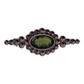 BG brož 355 Stříbro 925 - ruthenium (30-90dní) Vltavín a granát