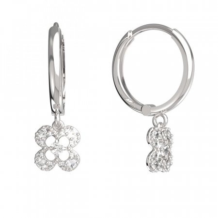 BeKid, Gold kids earrings -830 - Switching on: Circles 15 mm, Metal: White gold 585, Stone: White cubic zircon