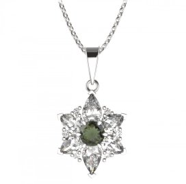 BG přívěs solitérní 409-0 Stříbro 925 - rhodium Vltavín a  kubický zirkon