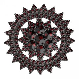 BG brož 230 Stříbro 925 - ruthenium (30-90dní) Granát