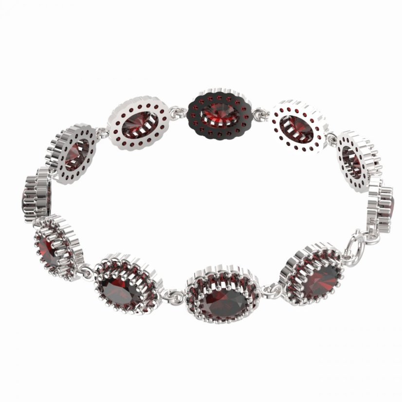 BG náramek přírodní broušený granát   435 Stříbro 925 - rhodium Granát