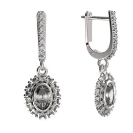 BG zlaté náušnice se zirkonem nebo diamantem 1483 Bílé zlato - 585 Bílý kubický zirkon