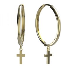 BG zlaté náušnice křížek 1105 Žluté zlato - 585