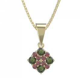 BG přívěšek 317 Žluté zlato - 585 Vltavín a granát