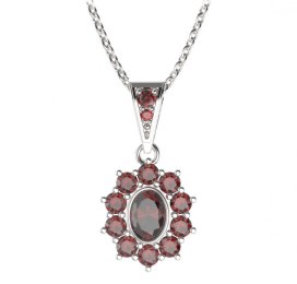 BG přívěs oválný 018-1 Stříbro 925 - rhodium Granát