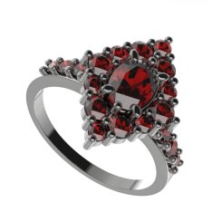 BG prsten oválný 422-Z Stříbro 925 - ruthenium (30-90dní) Granát