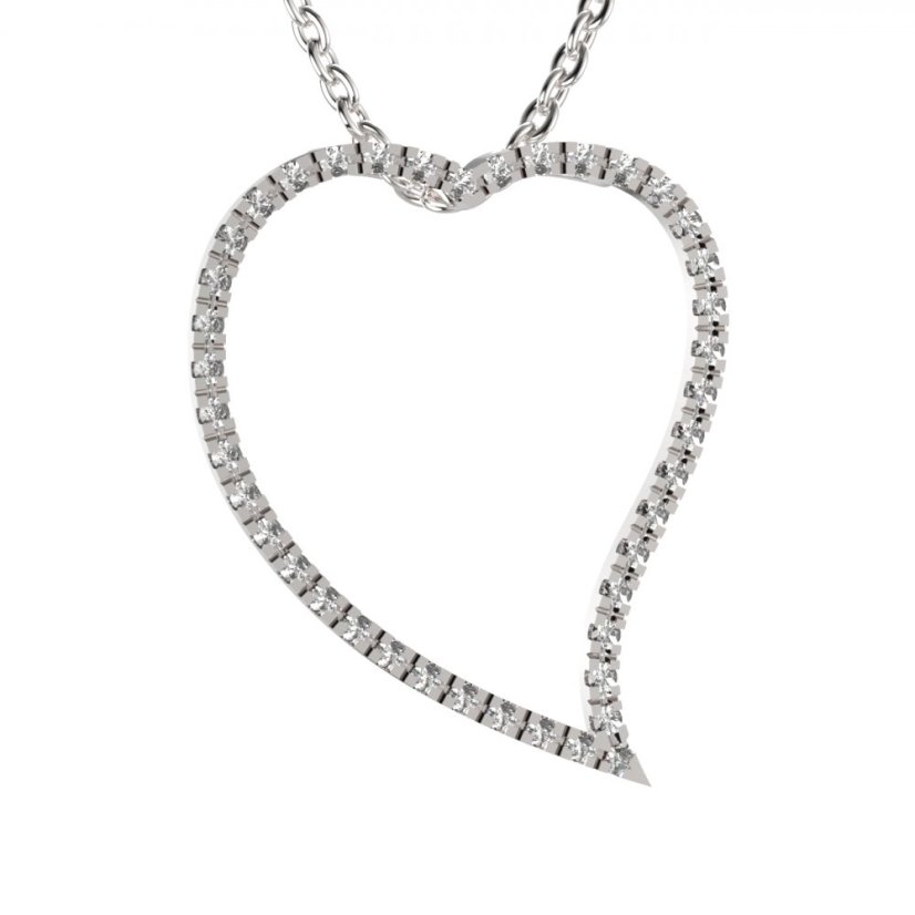 BG zlatý přívěšek srdíčko 1573 Bílé zlato - 585 Diamant