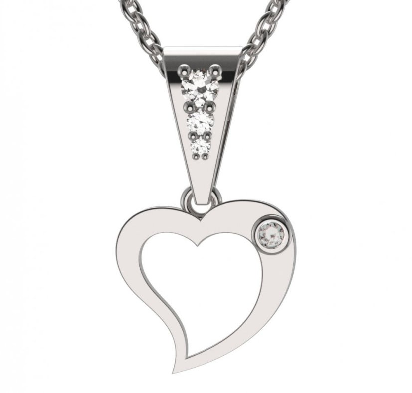 BG zlatý diamantový přívěšek srdíčko 1269 Bílé zlato - 585 Diamant lab-grown