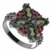BG prsten 408-X solitérního tvaru - Kov: Stříbro 925 - rhodium, Kámen: Vltavín a granát