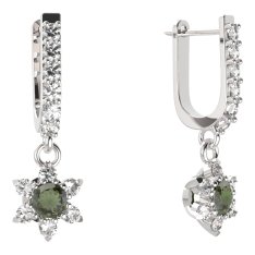 BG  náušnice 978 Stříbro 925 - rhodium Vltavín a  kubický zirkon