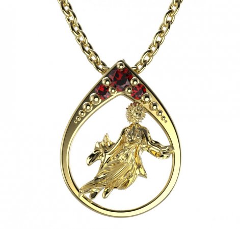 BG garnet pendant - 047 Virgin - Metal: White gold 585, Stone: Garnet