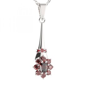BG přívěs s centrálním oválným kamenem 627-C Stříbro 925 - rhodium Granát