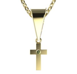 BG zlatý přívěšek křížek 1105 Žluté zlato - 585 Zelený kubický zirkon