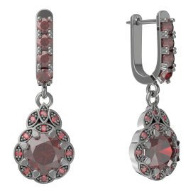 BG náušnice kulaté  991-96 Stříbro 925 - ruthenium (30-90dní) Granát