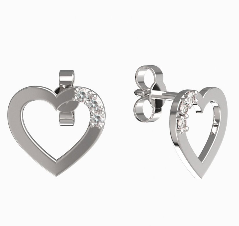 BeKid dívčí náušnice srdíčko 1257 Bílé zlato - 585 Diamant