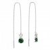 BeKid, Gold kids earrings -857 - Switching on: Chain 9 cm, Metal: White gold 585, Stone: Green cubic zircon