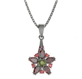 BG přívěs ve tvaru hvězdy 521-G Stříbro 925 - ruthenium (30-90dní) Vltavín a granát