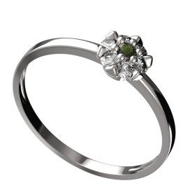 BG vltavínový prsten 879C Bílé zlato - 585 Vltavín a diamant