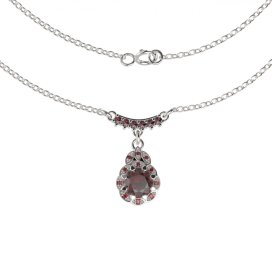 BG náhrdelník 991 Stříbro 925 - rhodium Granát