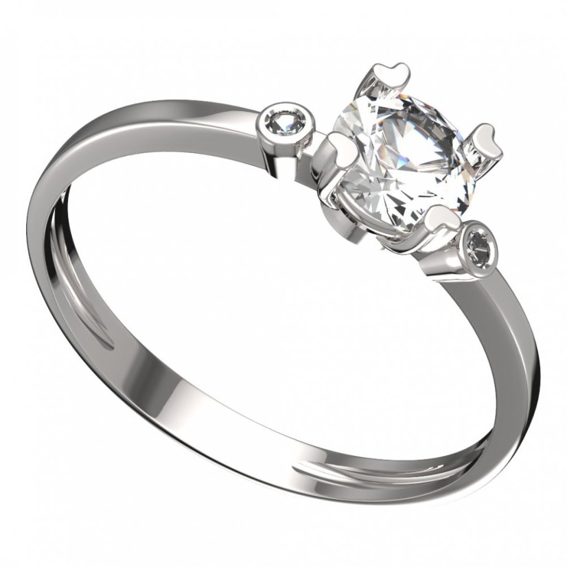 BG zlatý prstýnek 885 L Bílé zlato - 585 Diamant