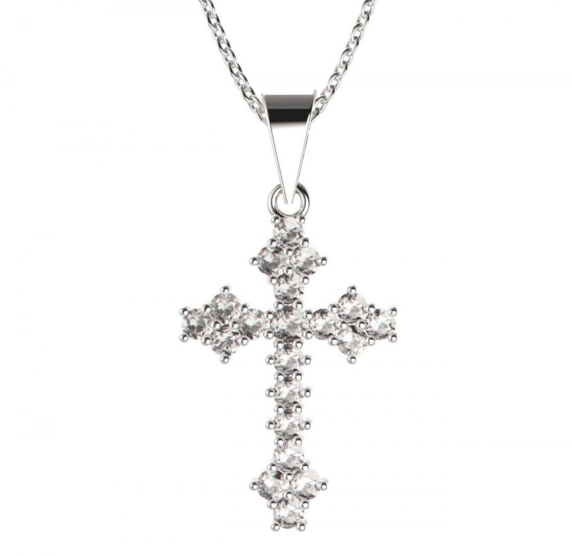 BeKid dětský přívěšek křížek 263 Bílé zlato - 585 Diamant