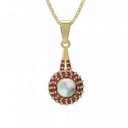 BG pendant pearl 540-G - Metal: Silver 925 - rhodium, Stone: Garnet and pearl