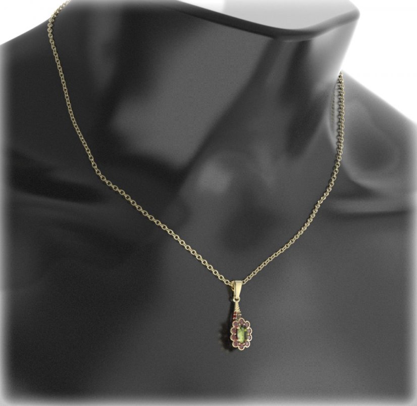 BG přívěs s centrálním oválným kamenem 517-B Stříbro 925 - rhodium Granát