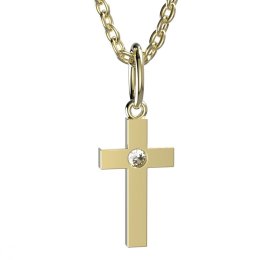 BeKid dětský přívěšek křížek 1104 Žluté zlato - 585 Diamant