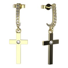 BeKid dívčí  náušnice křížek 1103 Žluté zlato - 585 Bílý kubický zirkon