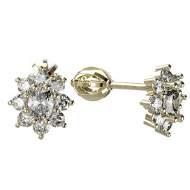 BG zlaté náušnice s diamanty 627 Žluté zlato - 585 Diamant lab-grown