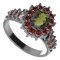 BG prsten 298-X oválného tvaru - Kov: Stříbro 925 - rhodium, Kámen: Vltavín a granát
