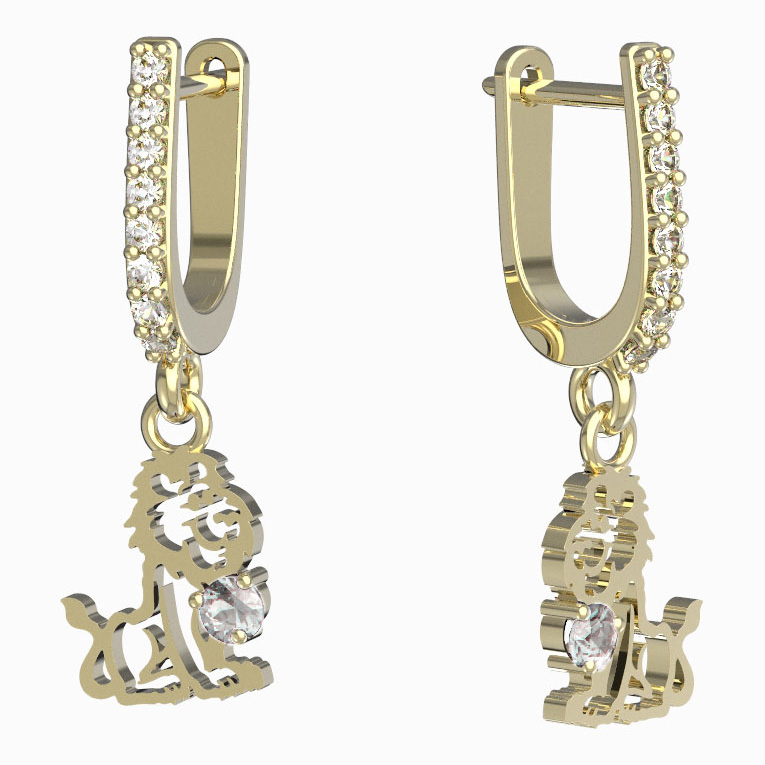 BeKid dětské náušnice lev 1191 Bílé zlato - 585 Diamant