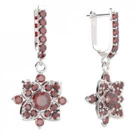 BG oválné náušnice 735-94 Stříbro 925 - rhodium Granát