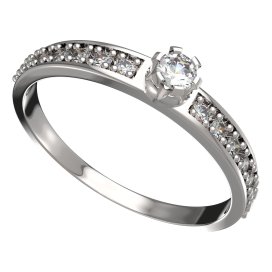 BG zlatý prstýnek 553 E Bílé zlato - 585 Diamant