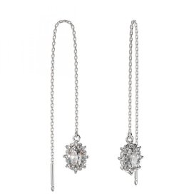 BG zlaté diamantové náušnice ovál -  953 Bílé zlato - 585 Diamant lab-grown