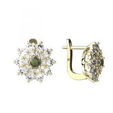 BG náušnice vsazený český granát  947 Stříbro 925 - pozlacené Vltavín a  kubický zirkon