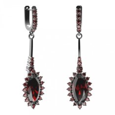 BG náušnice s centrálním oválným kamenem 513-B93 Stříbro 925 - ruthenium (30-90dní) Granát