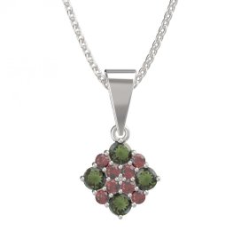 BG přívěšek 317 Stříbro 925 - rhodium Vltavín a granát