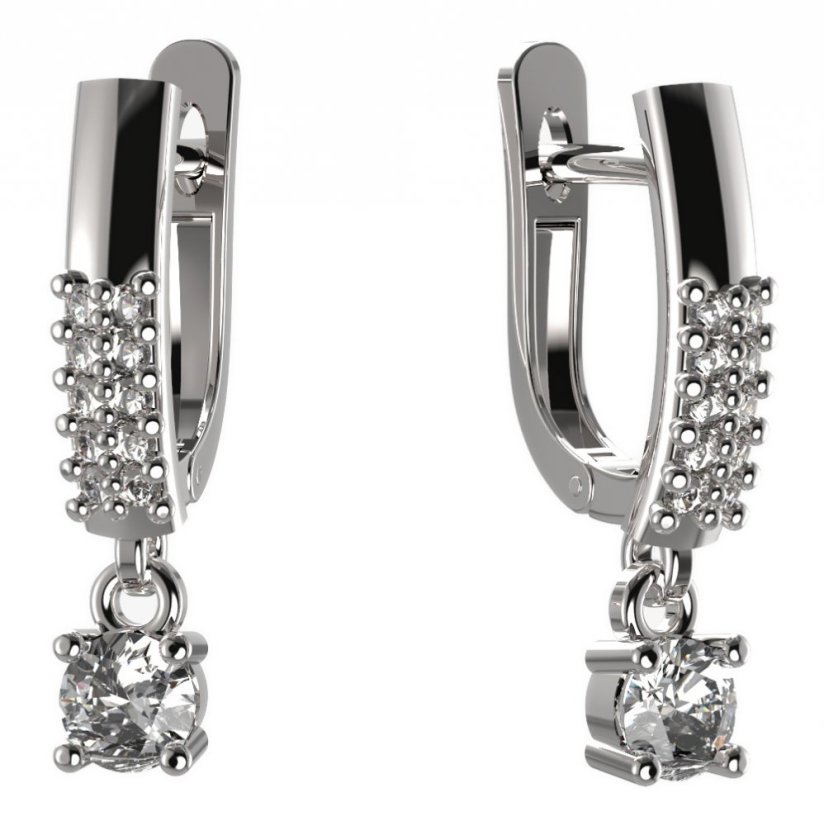 BG zlaté náušnice 725 Bílé zlato - 585 Diamant